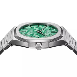 D1 Milano Ultra Thin Fir Green Dial Silver Steel Strap Watch for Men - D1-UTBJ34