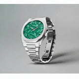 D1 Milano Ultra Thin Fir Green Dial Silver Steel Strap Watch for Men - D1-UTBJ34