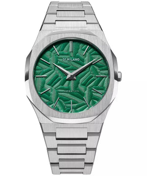D1 Milano Ultra Thin Fir Green Dial Silver Steel Strap Watch for Men - D1-UTBJ34