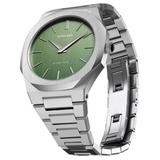 D1 Milano Ultra Thin Moss Green Dial Silver Steel Strap Watch for Men - D1-UTBJ06