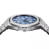 D1 Milano Ultra Thin Olympic Blue Dial Silver Steel Strap Watch for Men - D1-UTBJ35