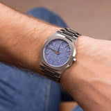 D1 Milano Ultra Thin Olympic Blue Dial Silver Steel Strap Watch for Men - D1-UTBJ35