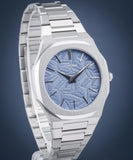 D1 Milano Ultra Thin Olympic Blue Dial Silver Steel Strap Watch for Men - D1-UTBJ35