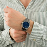 D1 Milano Ultra Thin Blue Dial Gray Steel Strap Watch for Men - D1-UTBJ12