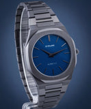 D1 Milano Ultra Thin Blue Dial Gray Steel Strap Watch for Men - D1-UTBJ12