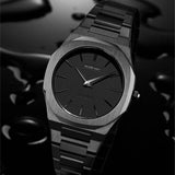 D1 Milano Ultra Thin Shadow Black Dial Black Steel Strap Watch for Men - D1-UTBJSH
