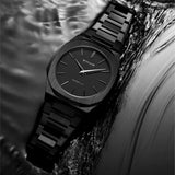 D1 Milano Ultra Thin Shadow Black Dial Black Steel Strap Watch for Men - D1-UTBJSH