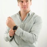 D1 Milano Ultra Thin Shadow Black Dial Black Steel Strap Watch for Men - D1-UTBJSH