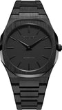 D1 Milano Ultra Thin Shadow Black Dial Black Steel Strap Watch for Men - D1-UTBJSH