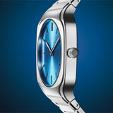 D1 Milano Square Maldives Sea Blue Dial Silver Steel Strap Watch for Men - D1-SQBJ05