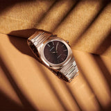 D1 Milano Ultra Thin Brown Dial Gold Steel Strap Watch for Men - D1-UTBJ13