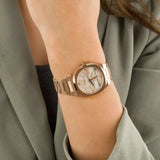 D1 Milano Ultra Thin Marble Dial Rose Gold Steel Strap Watch for Women - D1-UTBL14