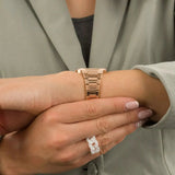 D1 Milano Ultra Thin Marble Dial Rose Gold Steel Strap Watch for Women - D1-UTBL14