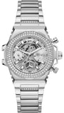 Guess Fusion Chronograph Crystals Silver Dial Silver Steel Strap Watch For Women - GW0552L1