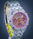 Guess Heiress Multifunction Diamonds Purple Dial Purple Steel Strap Watch for Women - GW0440L3