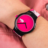 Lacoste Goa Pink Dial Two Tone Silicon Strap Watch for Women - 2020115