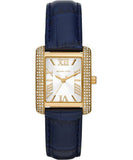 Michael Kors Emery Quartz Diamond Silver Dial Blue Leather Strap Watch For Women - MK2982