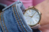 Michael Kors Jaryn Quartz Gold Dial Pink Leather Strap Watch For Women - MK2471