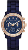 Michael Kors Runway Chronograph Blue Dial Blue Steel Strap Watch for Women - MK7423