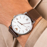 Emporio Armani Kappa Silver Dial Brown Leather Strap Watch for Men - AR11173