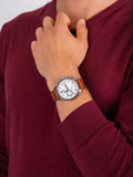 Tommy Hilfiger Landon Chronograph White Dial Brown Leather Strap Watch for Men - 1791531