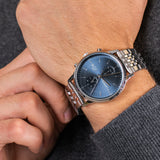 Lacoste Madrid Blue Dial Silver Steel Strap Watch for Men - 2011067