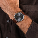 Lacoste Madrid Gray Dial Brown Leather Strap Watch for Men - 2011066