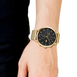 Lacoste Replay Chronograph Black Dial Gold Steel Strap Watch for Men - 2011195