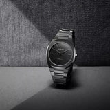 D1 Milano Ultra Thin Black Dial Gray Steel Strap Watch for Men - D1-UTBJ15