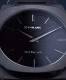 D1 Milano Ultra Thin Black Dial Gray Steel Strap Watch for Men - D1-UTBJ15