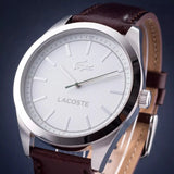 Lacoste Edmonton White Dial Brown Leather Strap Watch for Men - 2010893
