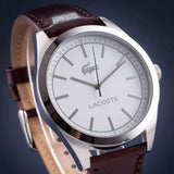 Lacoste Edmonton White Dial Brown Leather Strap Watch for Men - 2010893