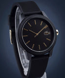 Lacoste 12.12 Black Dial Black Silicon Strap Watch for Men - 2011010