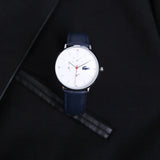 Lacoste Moon Multifunction White Dial Blue Leather Strap Watch for Men - 2010975