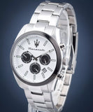 Maserati Attrazione Chronograph White Dial Silver Steel Strap Watch for Men - R8853151004