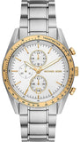 Michael Kors Accelerator Chronograph White Dial Silver Steel Strap Watch For Men - MK9112