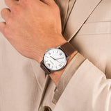 Emporio Armani Kappa Silver Dial Brown Leather Strap Watch for Men - AR11173