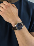 Tommy Hilfiger Deacan Blue Dial Brown Leather Strap Watch for Men - 1791549