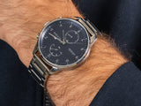 Tommy Hilfiger Chase Multifunction Blue Dial Silver Steel Strap Watch for Men - 1791575