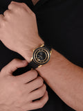 Versace Code Quartz Black Dial Black Leather Strap Watch For Men - VEPO00320